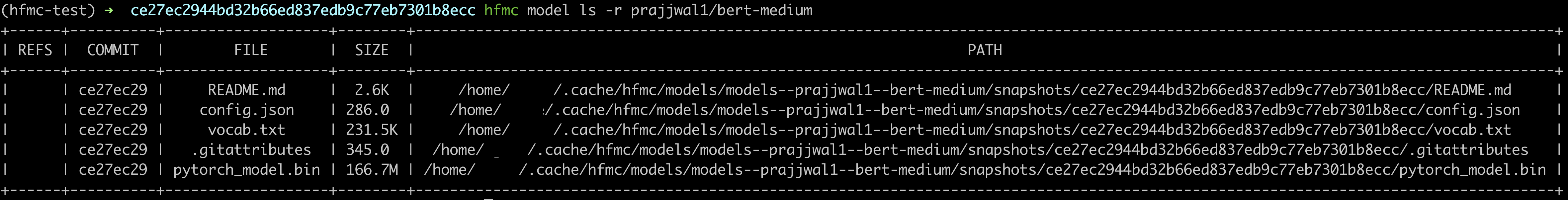 `model ls -r`